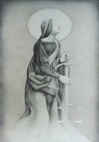 St. Iustitia III (2003) | pencil, 70x50cm, 27,5x19,7in