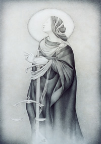 St. Iiustitia IV (2003) pencil, 70x50cm, 27,5x19,7in