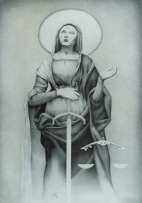 St. Iustitia I (2003) pencil, 70x50cm, 27,5x19,7in